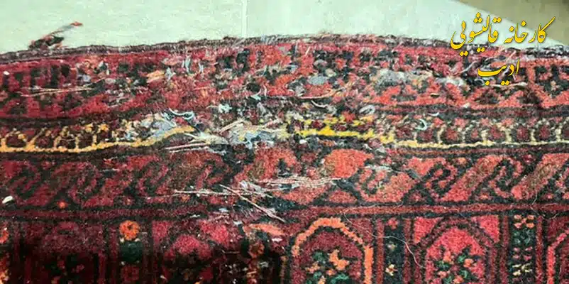 نمونه فرشی که ب رفو نیاز دارد - رفوی فرش دستباف د- کارخانه قالیشویی ادیب